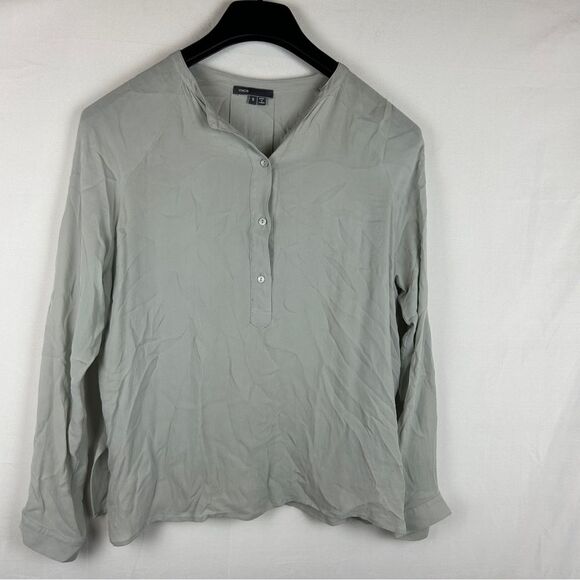 Vince light gray half button silk blouse top size S - Picture 1 of 7
